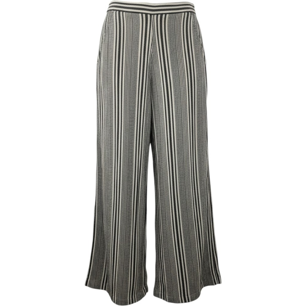 Avatar Wide Leg Pants Womens M Black White Striped Boho Culottes Trousers